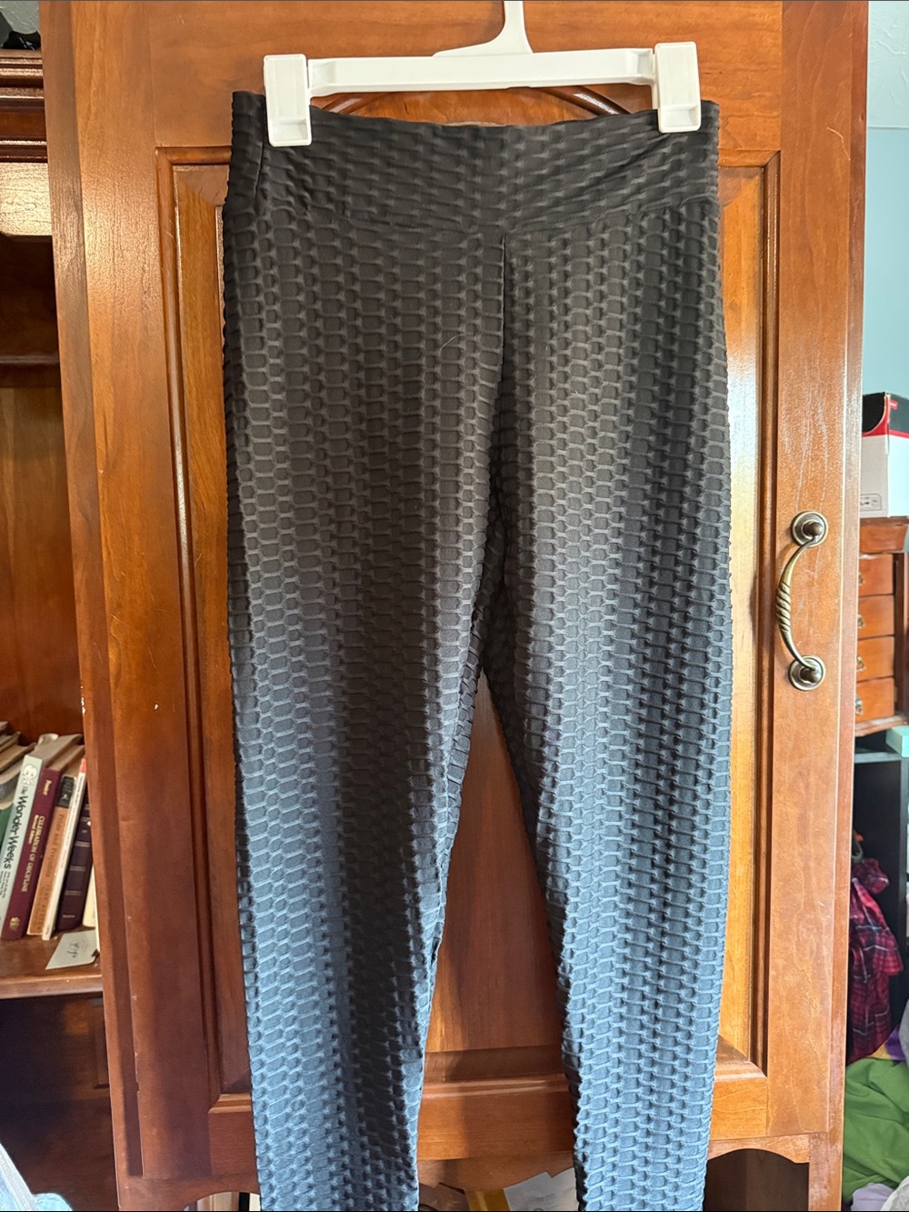 High-Waist Textured Black Leggings